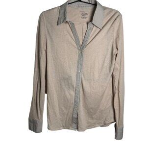 Majestic Filatures womens Deluxe button down knit Cotton Cashmere shirt size 1 S